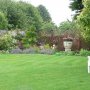 Country garden with trellis backdrop