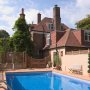 Trellis around a luxury pool