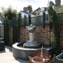 Town garden trellis scheme painted green